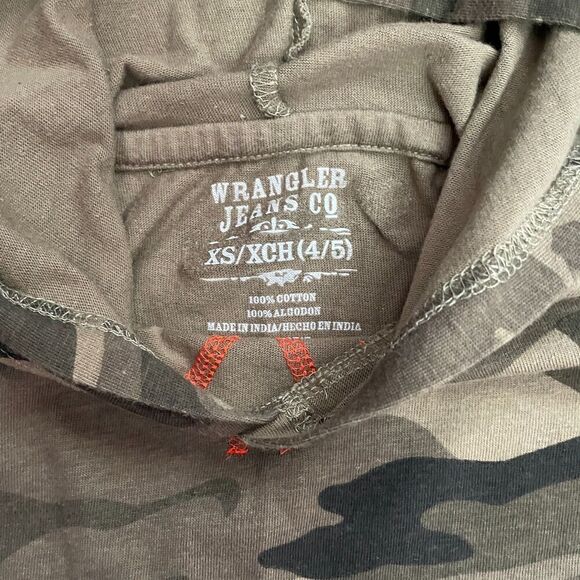 Wrangler Jeans CO. Green Camo Long Sleeve Hoodie Size 4/5 - Picture 5 of 6